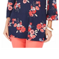 Charter Club Women's Floral Print Split-Neckline Tunic Blue Size Medium