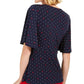 Charter Club Women's Printed Flutter-Sleeve Wrap Top Blue Size XX Large