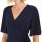 Charter Club Women's Printed Flutter-Sleeve Wrap Top Blue Size XX Large