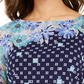 Charter Club Women's Printed Knit Mesh Top  Blue Size Extra Small