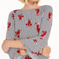 Charter Club Women's Printed Ruffled-Sleeve Top Gray Size XX-Large