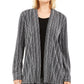 JM Collection Women's Petite Layered-Look Metallic Cardigan Black Size Petite