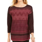 JM Collection Women's Metallic Stitched Drop Shoulder Sweater Black Size Large