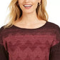 JM Collection Women's Metallic Stitched Drop Shoulder Sweater Black Size Large