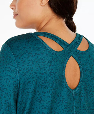 Ideology Women's Plus Size Criss-Cross Workout Top Green Size X-Large