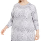 Ideology Women's Plus Size Snakeskin-Print Pocketed Tunic White Size 2 Extra Large