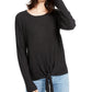 INC International Concepts Women's Ribbed Knotted Sweater Black Size Small