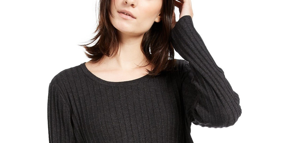 INC International Concepts Women's Ribbed Knotted Sweater Black Size Small