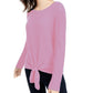 INC International Concepts Women's Ribbed Knotted Sweater Pink Size Large