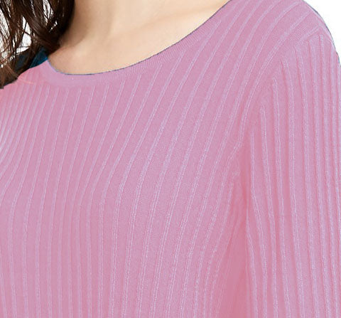 INC International Concepts Women's Ribbed Knotted Sweater Pink Size Large