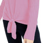 INC International Concepts Women's Ribbed Knotted Sweater Pink Size Large