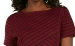 Karen Scott Women's Asymmetrical Striped Top Red Size Large