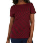 Karen Scott Women's Asymmetrical Striped Top Red Size Medium