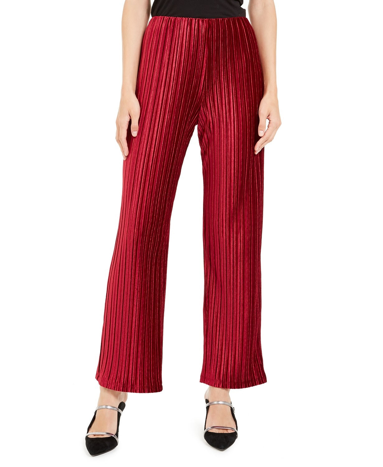 Alfani Women's Pull-On Velvet Wide-Leg Pants Wine Size Extra Large