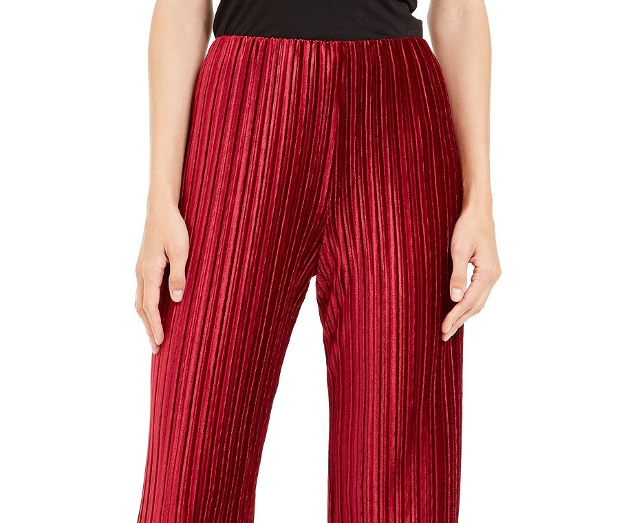 Alfani Women's Velvet Wide-Leg Pants Wine Size Small
