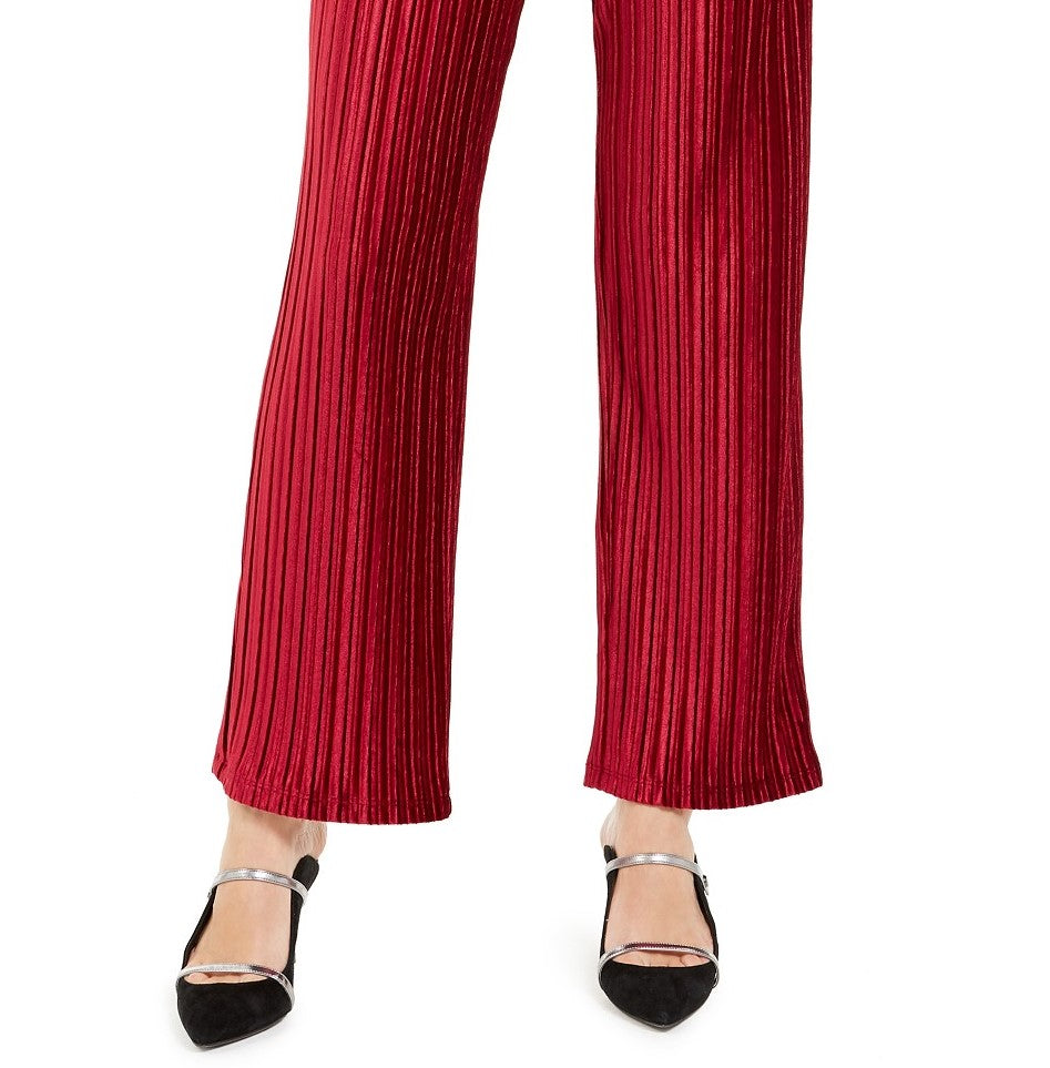 Alfani Women's Velvet Wide-Leg Pants Wine Size Small