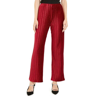 Alfani Women's Velvet Wide-Leg Pants Wine Size Large