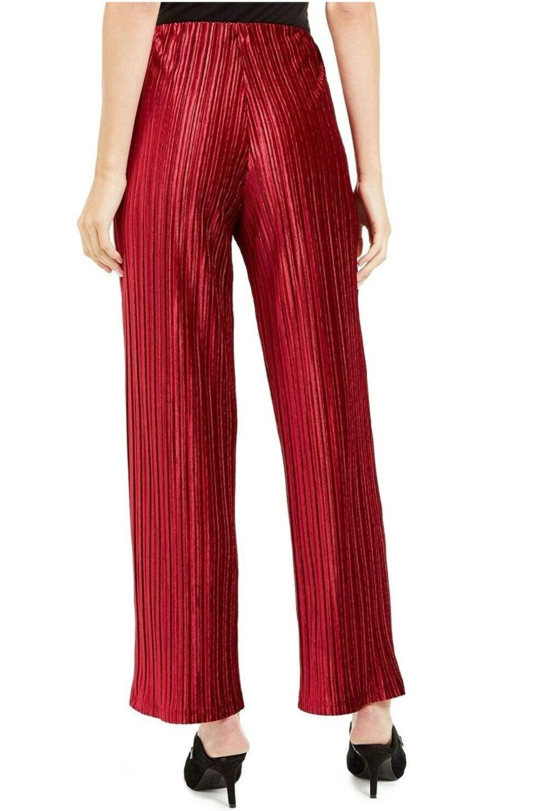 Alfani Women's Velvet Wide-Leg Pants Wine Size Large