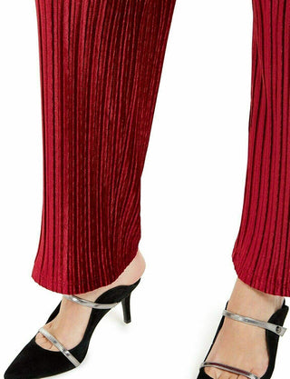 Alfani Women's Velvet Wide-Leg Pants Wine Size Large