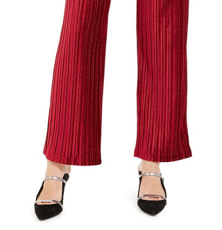 Alfani Women's Petite Pleated Velvet Pants Red Size Medium