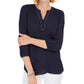 JM Collection Women's Split-Neck Tunic Blue Size Medium