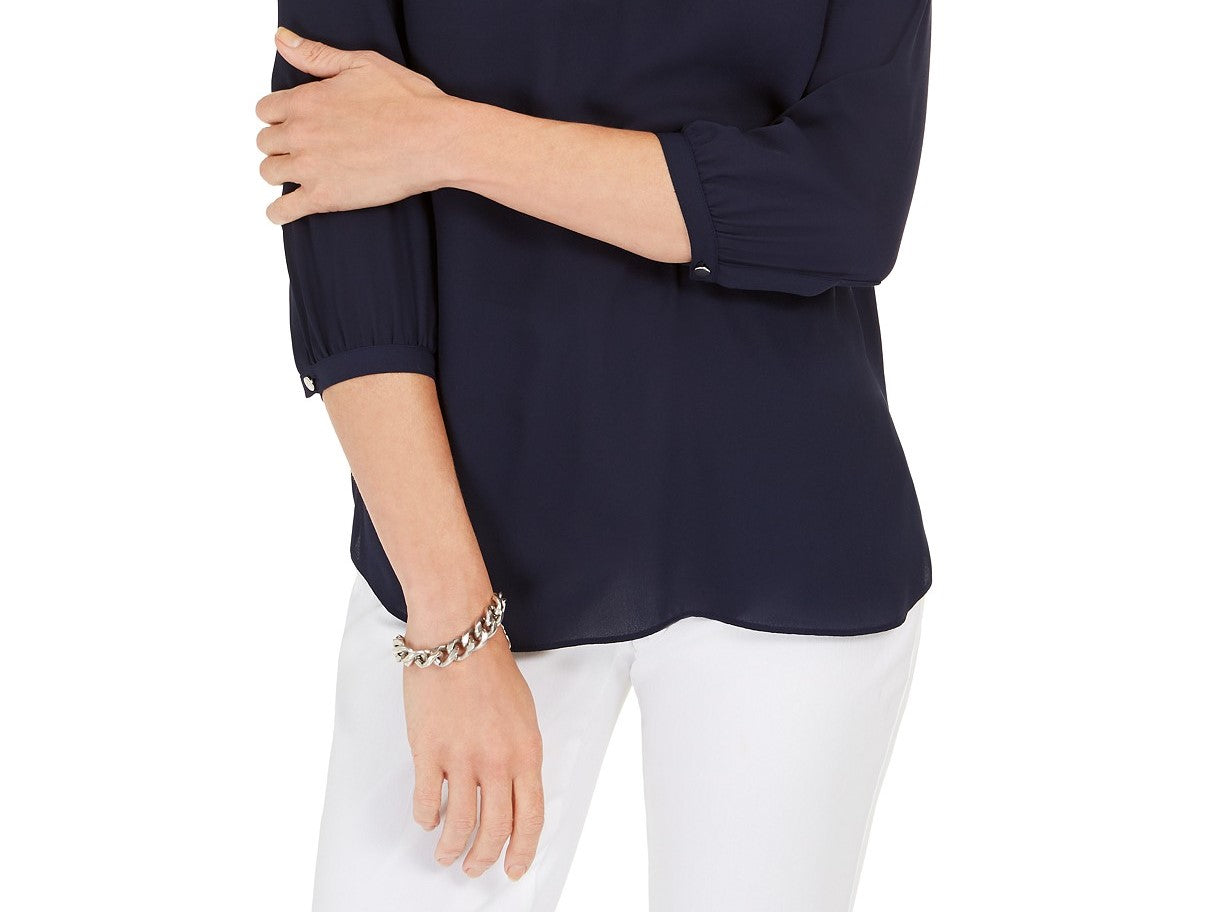 JM Collection Women's Split-Neck Tunic Blue Size Medium