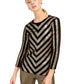 INC International Concepts Women's Velvet Sequined Chevron Top Black Size Medium