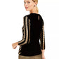INC International Concepts Women's Velvet Sequined Chevron Top Black Size Medium