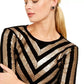 INC International Concepts Women's Velvet Sequined Chevron Top Black Size Medium