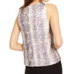 INC International Concepts Women's Sequined Snake-Embossed Tank Top Pink Size Small
