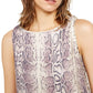 INC International Concepts Women's Sequined Snake-Embossed Tank Top Pink Size Small