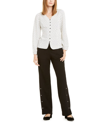 Alfani Women's Riveted Wide-Leg Pants Black Size Large