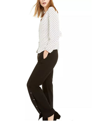 Alfani Women's Riveted Wide-Leg Pants Black Size Large