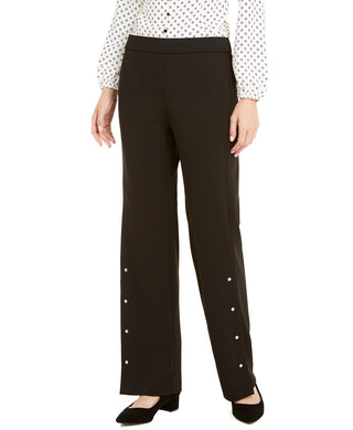 Alfani Women's Riveted Wide-Leg Pants Black Size Medium