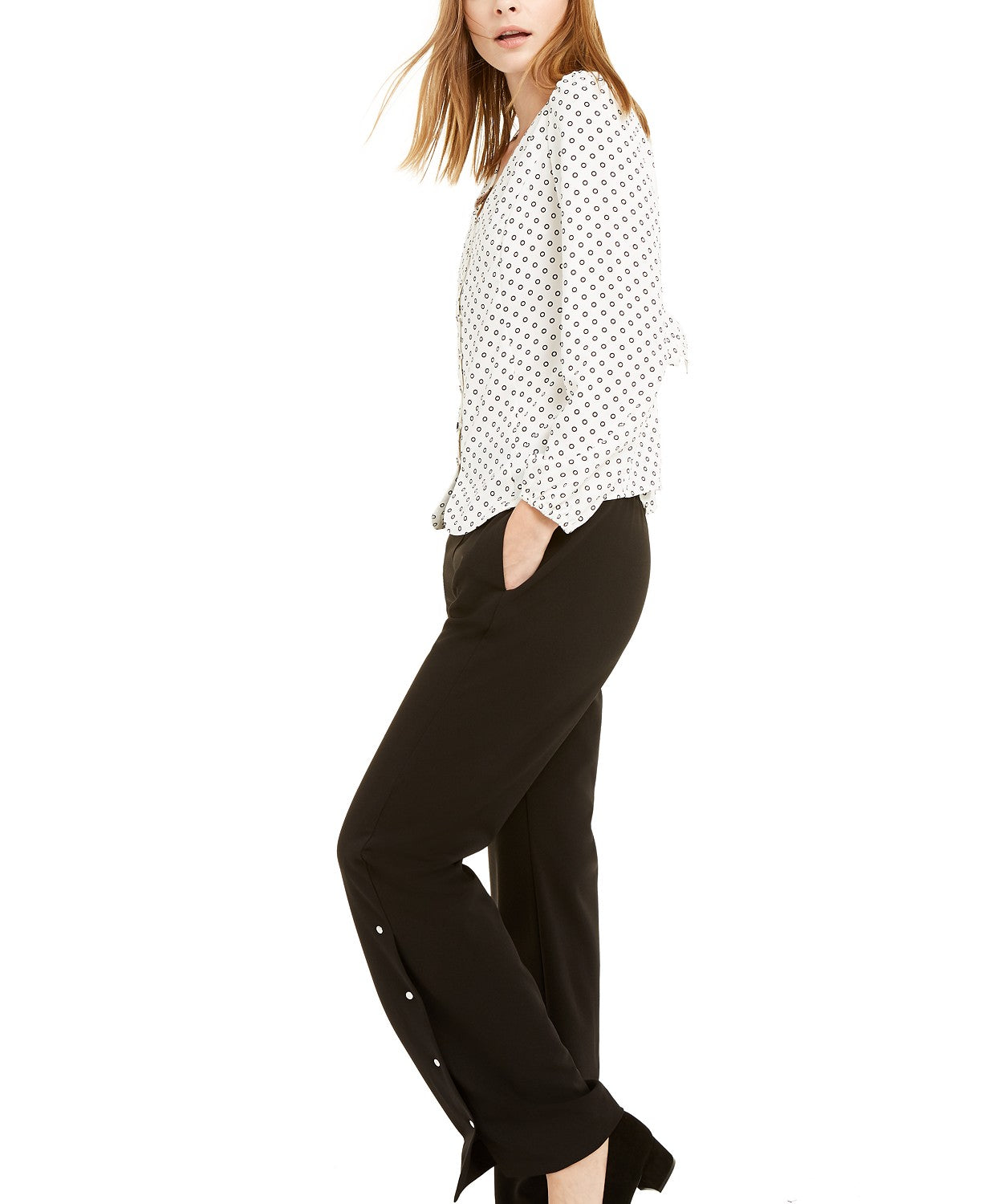 Alfani Women's Riveted Wide-Leg Pants Black Size Medium