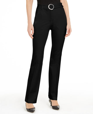 Alfani Women's Petite Belted Wide-Waistband Trouser Pants  Black Size 10