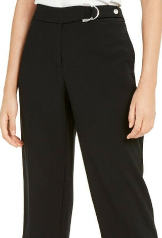 Alfani Women's Buckle Waist Cropped Pants Black Size 10
