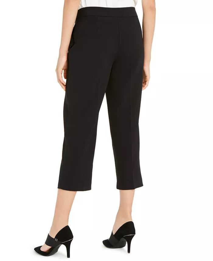 Alfani Women's Buckle-Waist Cropped Pants Black Size 12