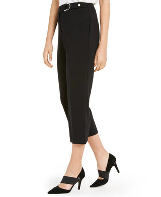 Alfani Women's Buckle-Waist Cropped Pants Black Size 12