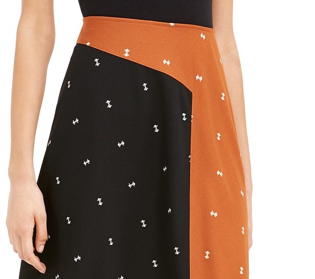 Alfani Women's Asymmetrical Twin-Print Skirt Brown Size 12
