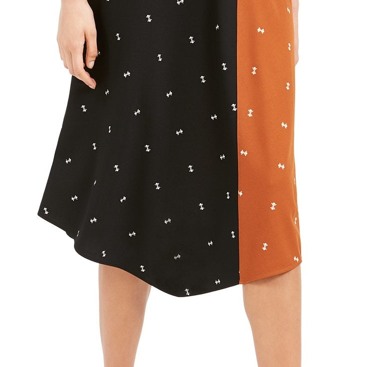 Alfani Women's Asymmetrical Twin-Print Skirt Brown Size 12