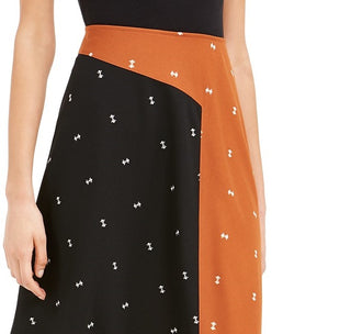 Alfani Women's Asymmetrical Twin-Print Skirt Brown Size 8