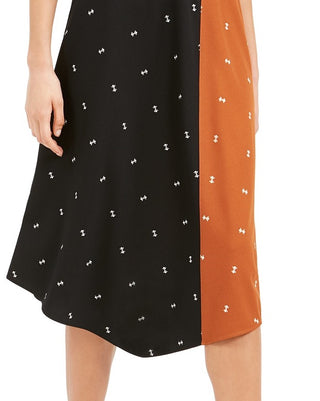 Alfani Women's Asymmetrical Twin-Print Skirt Brown Size 8