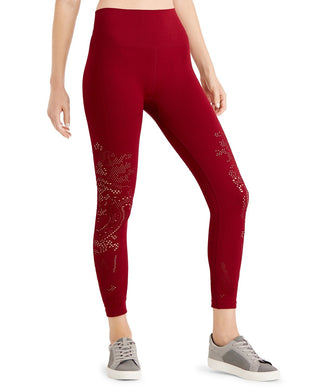 Ideology Women's Seamless Perforated High-Rise Leggings Cherry Pie Size Small