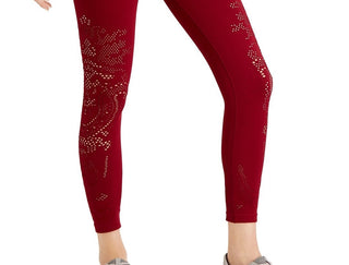 Ideology Women's Seamless Perforated High-Rise Leggings Cherry Pie Size Small