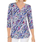 JM Collection Women's Printed Zip-Front Top Orange Size Large