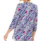 JM Collection Women's Printed Zip-Front Top Blue Size XExtra Large