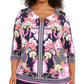 JM Collection Women's Plus Size Printed Keyhole Tunic Purple Size 0 Extra Large