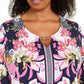 JM Collection Women's Plus Size Printed Keyhole Tunic Blue Size XXX-Large