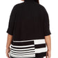 Alfani Women's Plus Size Colorblocked Turtleneck Poncho Black Size 0X